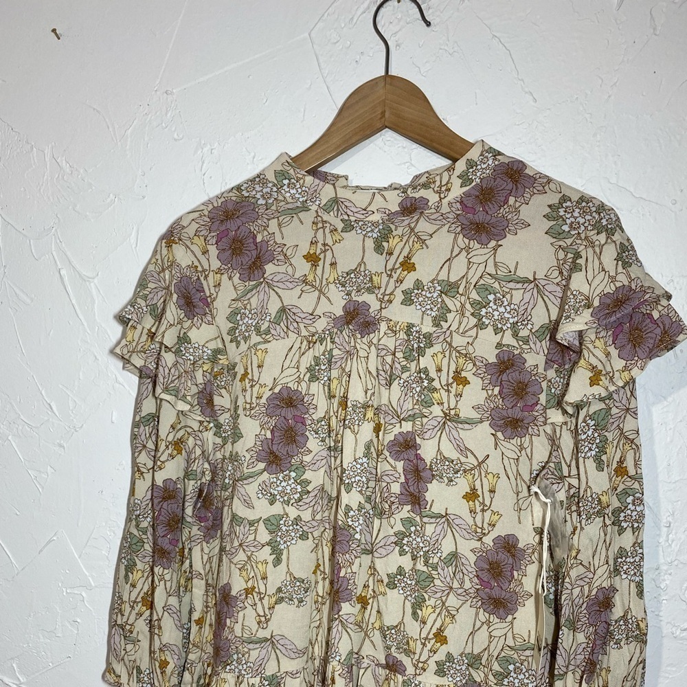 ✅ a.n.a Cottagecore Floral Fall  Dress Tiered with Ruffles Sz Small - Picture 3 of 10